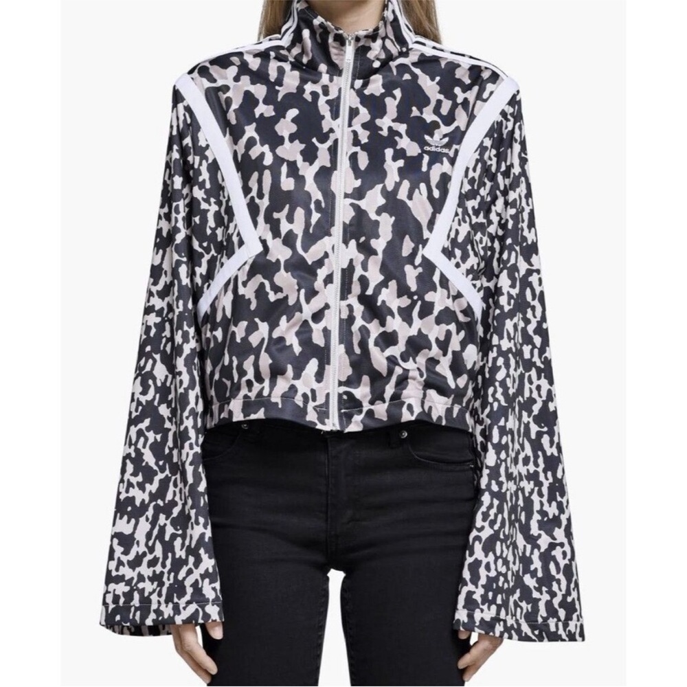 Adidas Black and Cream Camouflage Leopard Track Top Jacket